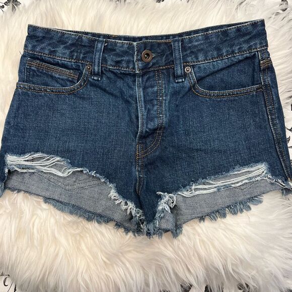 Free People Denim Cutoff Distressed Jean Short, Size 25, EUC - Picture 1 of 8